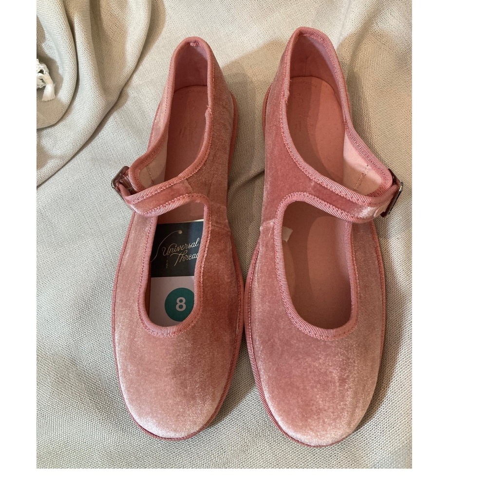 Universal Thread Pink Velvet Mary Jane Flats 8 New Coquette Balletcore Feminine